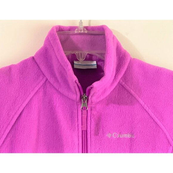 Girls Columbia Zip Up Fleece Jacket Size Large 14/16 Pink - Picture 2 of 4